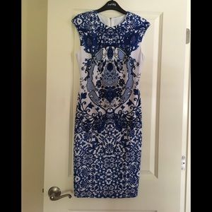 Joseph Ribkoff Blue and White Print Dress